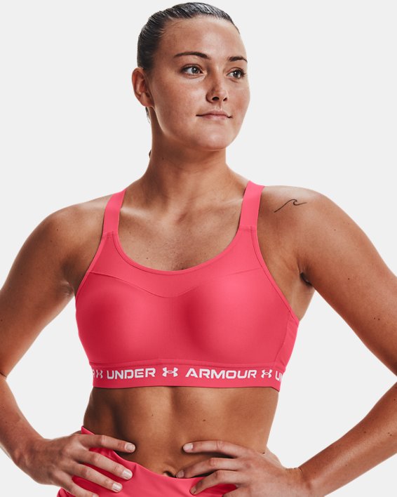 Women's Armour® High Crossback Sports Bra in Pink image number 2